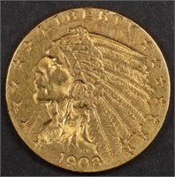 1908 $2.5 GOLD INDIAN BU