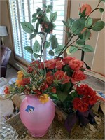 FAUX FLOWERS AND PINK VASE