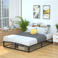 Modern Metal Platform Bed with Wood