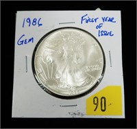 1986 American Silver Eagle -gem- First Year of