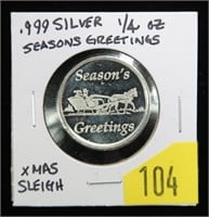 .999 Silver 1/4 oz. "Seasons Greetings" round