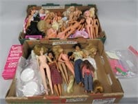 2 BOXES OF MODERN BARBIE & OTHER DOLLS: