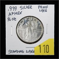 .999 Silver 1/4 oz. Apmex Standing Liberty round,