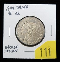 .999 Silver 1/4 oz. Indian Head round