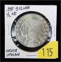 .999 Silver 1/2 oz. round -1929 Indian Head round