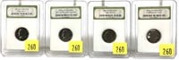 Lot, 4 Unc. and Proof nickels INB slab certified,