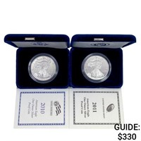 2010-2011 US 1oz Silver Eagle Proof Coins [2