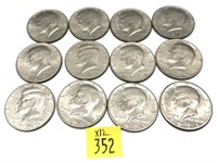 x12- Kennedy half dollars, mixed date -x12 half