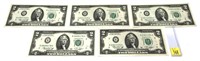 x5- $2 Federal Reserve notes series of 1976 -x5