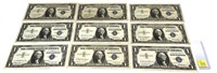 x9- $1 silver certificates series of 1935/1957 -x9