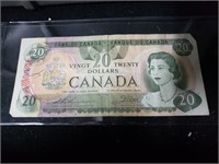 1973 $20 BANK NOTE CANADA BILL TWENTY DOLLARS