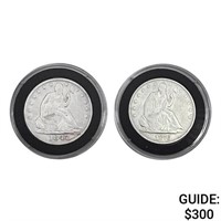 1847-1876 Pair of Seated Liberty Half Dollars [2