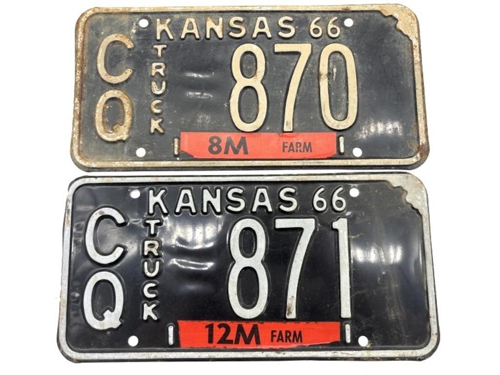 1966 Kansas Consecutive Number License Plates