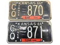 1966 Kansas Consecutive Number License Plates
