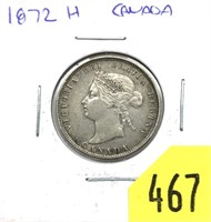 1872-H Canadian quarter, XF