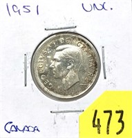 1951 Canadian quarter, Unc.