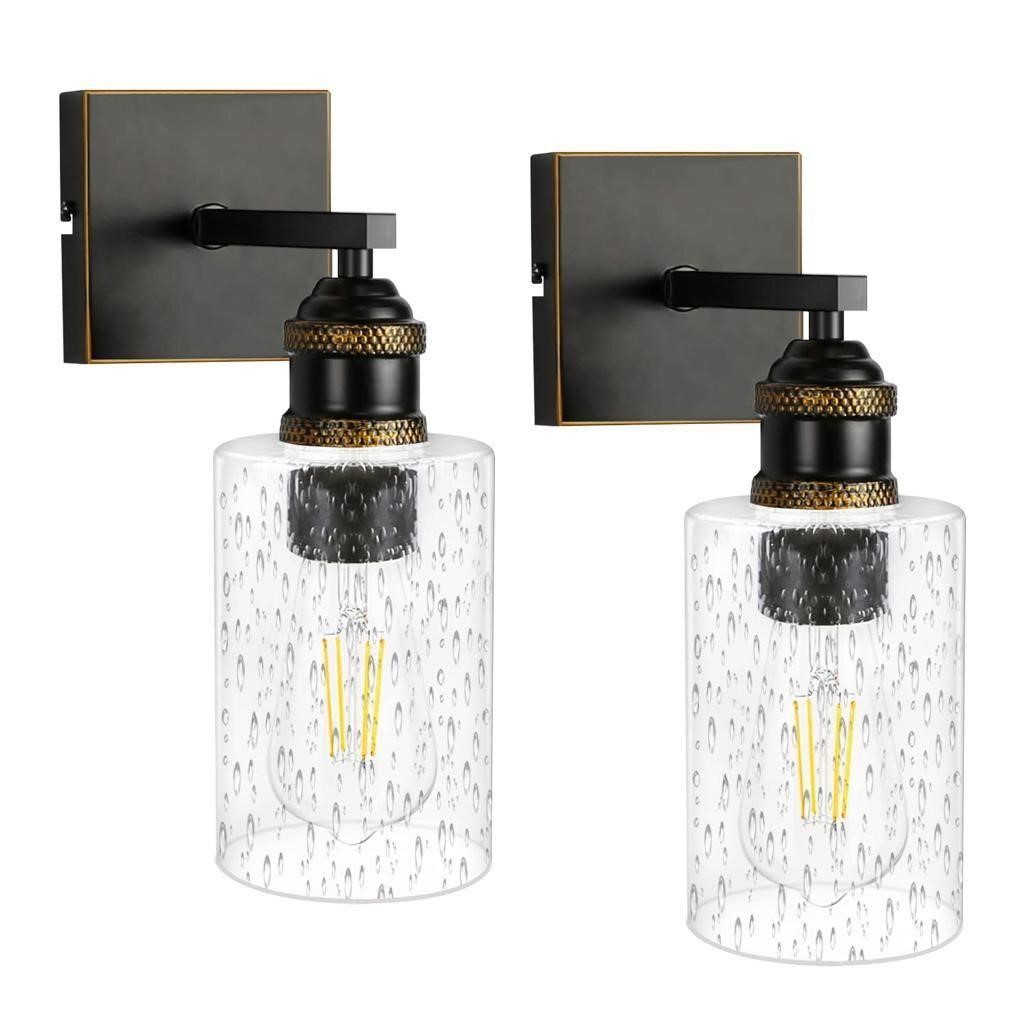 CRISAND 2 Pack Black Wall Lights for Bathroom -