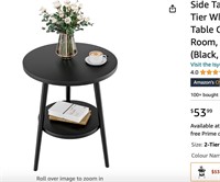 Side Table Round Bedside Table 2-Tier