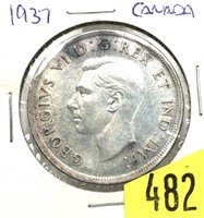 1937 Canadian silver dollar