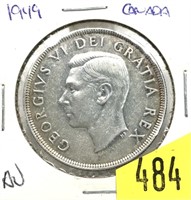 1949 Canadian silver dollar, AU