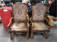 2 Beautiful Leather Bottom Chairs