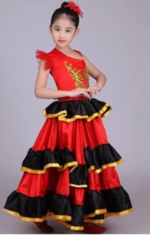Girls Spanish Flamenco Skirt Gypsy Belly
