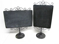 2 WROUGHT IRON CHALKBOARD SHOP DISPLAY SIGNS