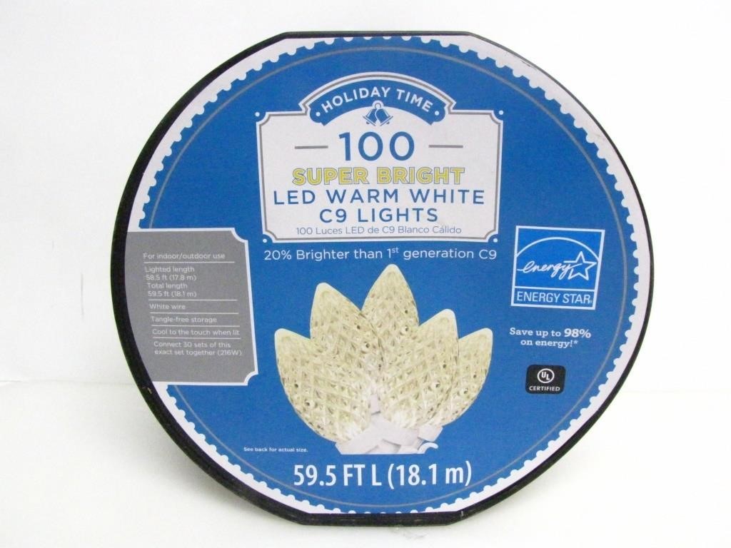HOLIDAY TIME 100 PC SUPER BRIGHT WARM WHITE LIGHTS