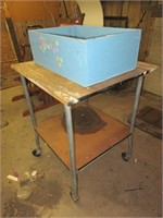Rolling Shop Table and wooden box