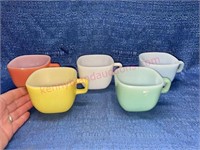 Set of 5 Glasbake Pastel Square Cups 1950's-60's