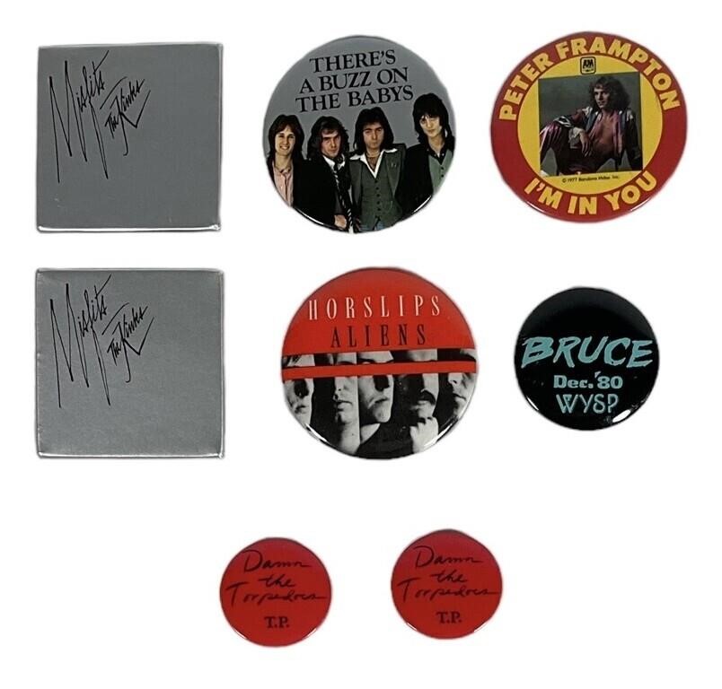 8 - Vintage Rock Music Badges Buttons Pins