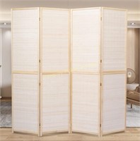 JVVMNJLK 4-Panel Bamboo Room Divider