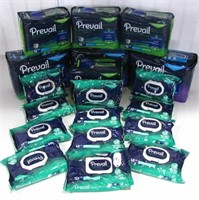 ASSORTED ADULT DIAPERS AND WET WIPES