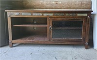 Wooden Entertainment Console w/ Stone Accents