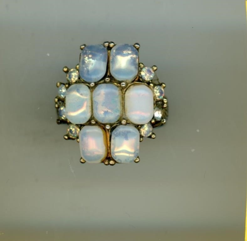 Ring S8 Silver Moonstone Cluster