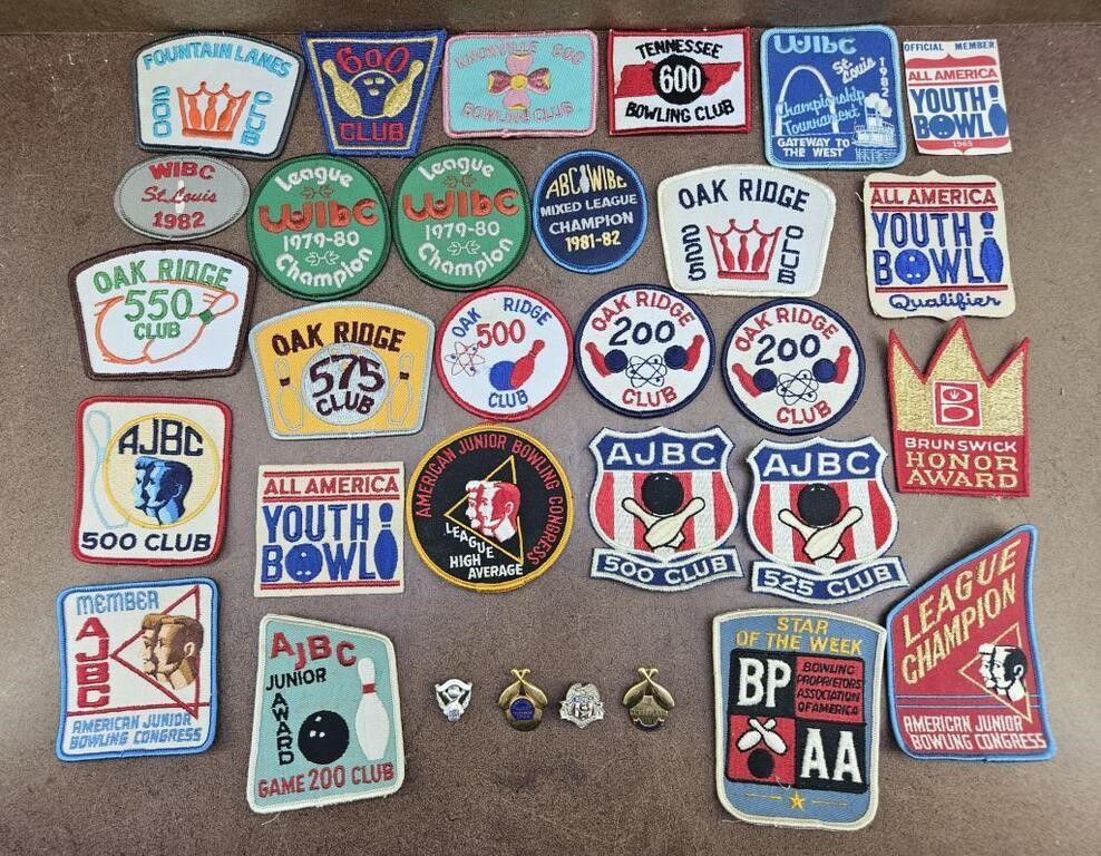 Vtg Misc. Bowling Patches & Pins Collection