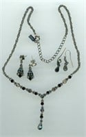 Vintage Necklace + Earrings 18”