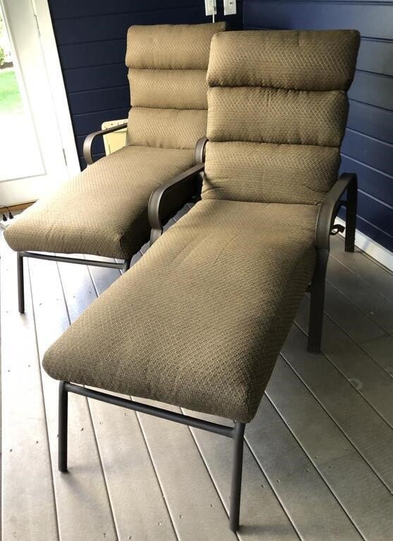 Pair of Possibly Woodard Chaise Lounge Chairs