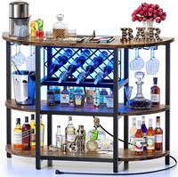 $150  Bar Table Cabinet with Power Outlet  LED Hom