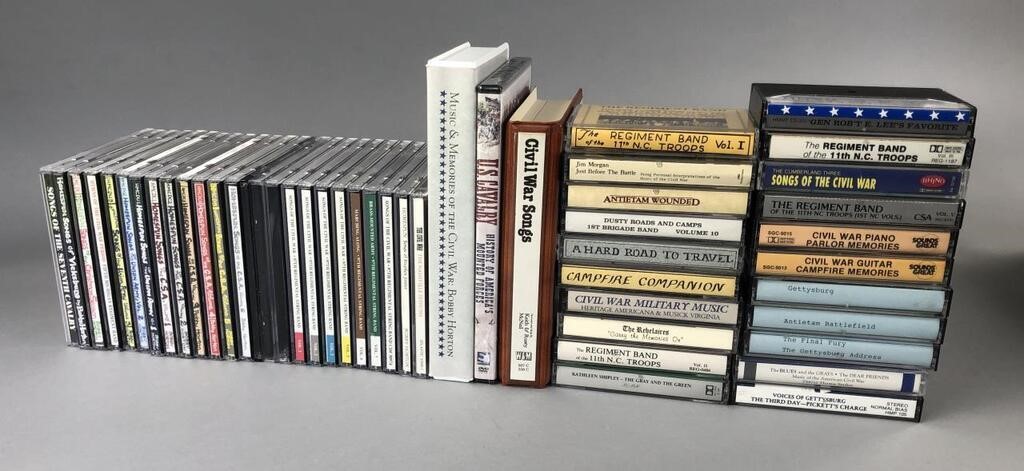 Collection of Civil War CDs Cassettes VHS DVD