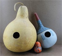 Gourd Bird Houses Hand Painted w/ Ornament