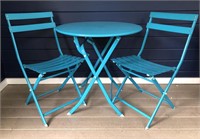 3 PC Bistro Garden Set Folding Table 2 Chairs