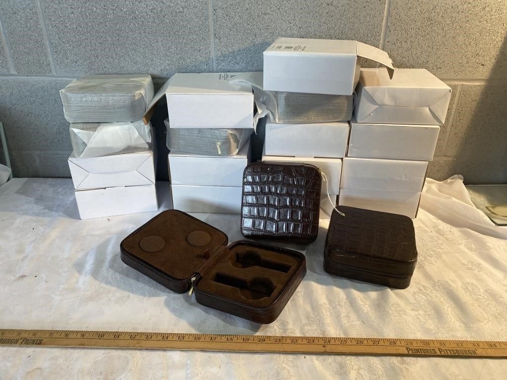 Large lot of leather watch and cufflink travel