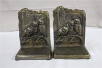 Solid brass bookends, each 4.25 X 3 X 6.25"H