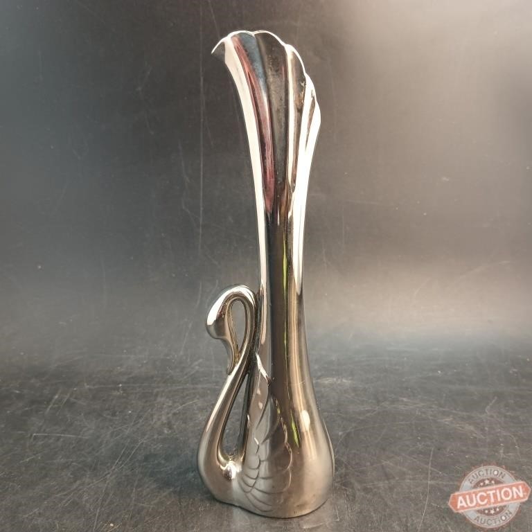 Art Deco Silver Swan Bud Vase, Polished
