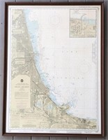 Framed Chicago Lake Michigan Nautical Map