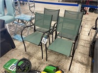 SET OF 4 MESH PATIO CHAIRS (GREEN)