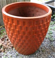 16" Orange Textured Ceramic Flower Pot