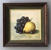 Framed Picture of Pear & Grapes Still Life