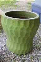 14" Textured Green Ceramic Flower Pot